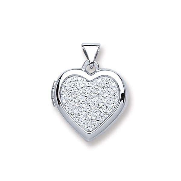 Sterling Silver Cubic Zirconia Heart Locket Pendant