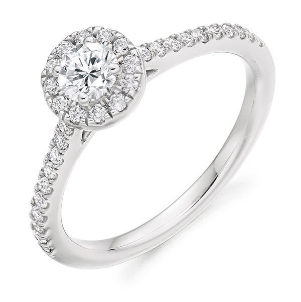 9 Carat White Gold Diamond Halo Ring