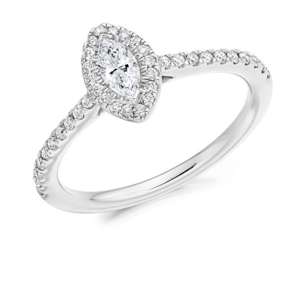 Marquise Diamond Halo Engagement Ring