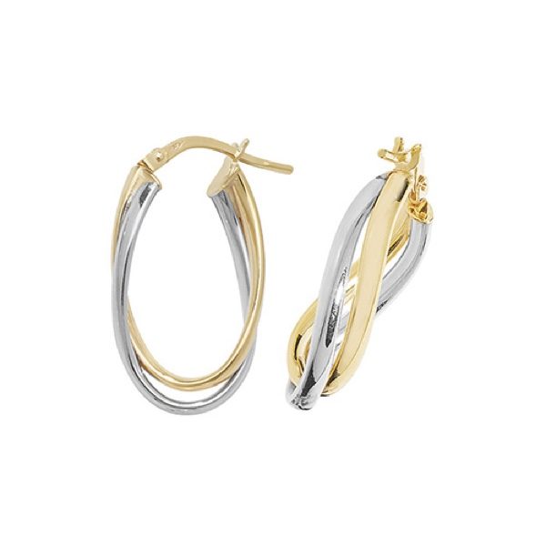 9ct Dual Gold Oval Hoop Earrings