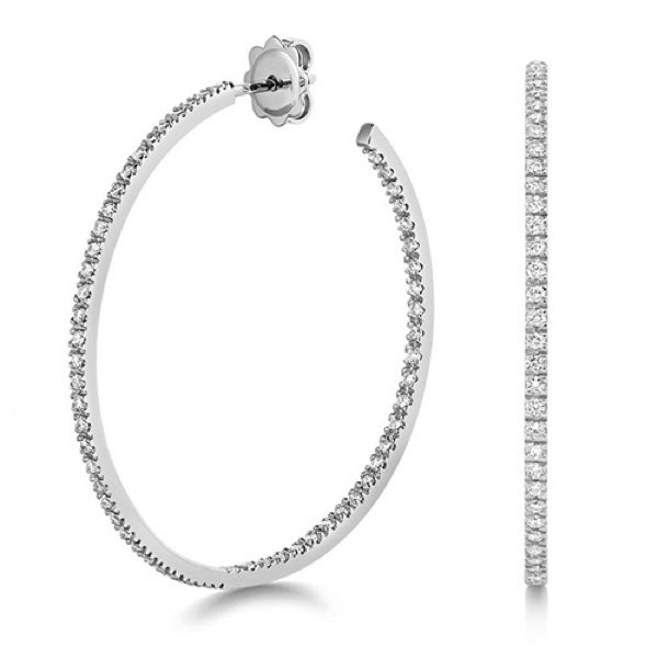 18ct White Gold Diamond Hoops 1.10cts
