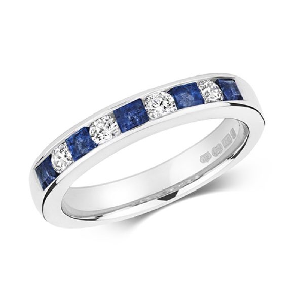 Diamond and Square Sapphire Eternity Ring