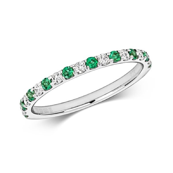 9ct White Gold Emerald Diamond Eternity