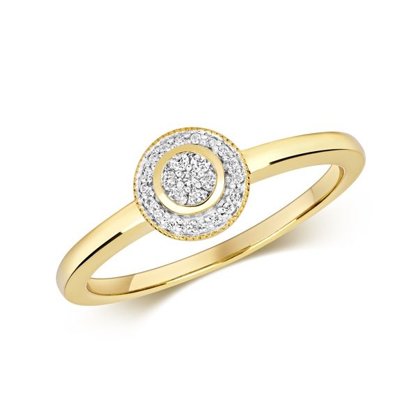 9ct Gold Diamond Illusion Set Ring