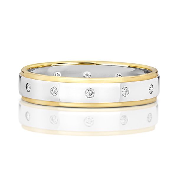 9 Carat Dual Gold Diamond Set Row Ring