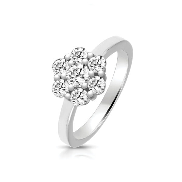 Silver Cubic Zirconia Flower Cluster Ring