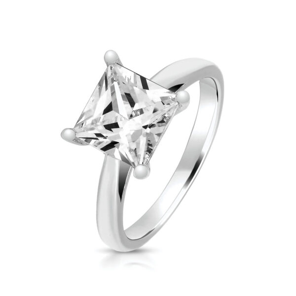 silver cz square ring
