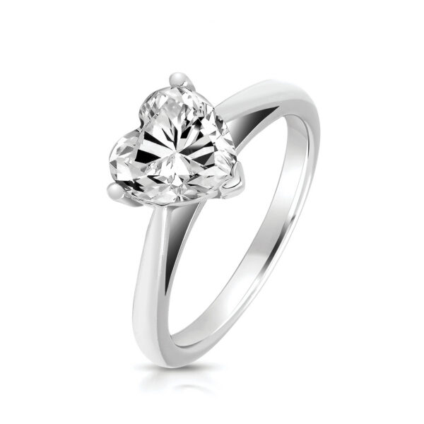 Silver Heart Shape Cubic Zirconia Ring