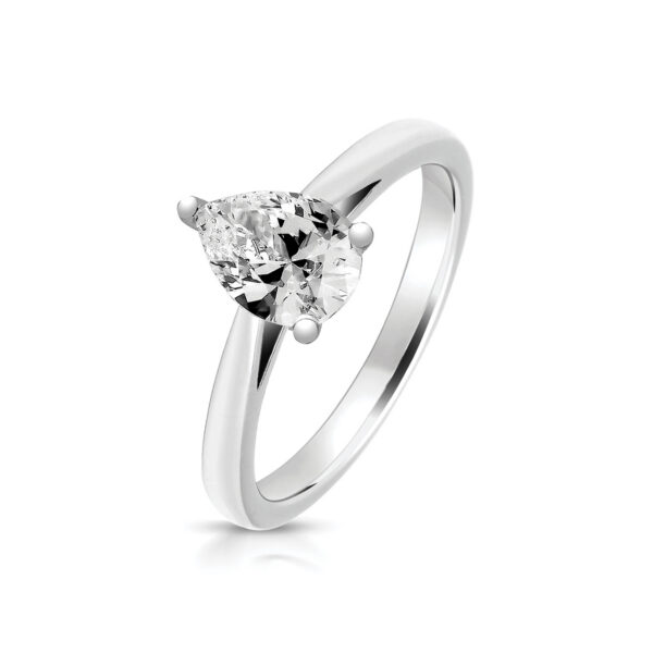 silver pear cubic zirconia ring