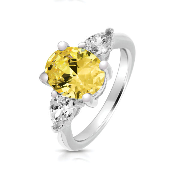 Silver Cubic Zirconia Three Stone Ring