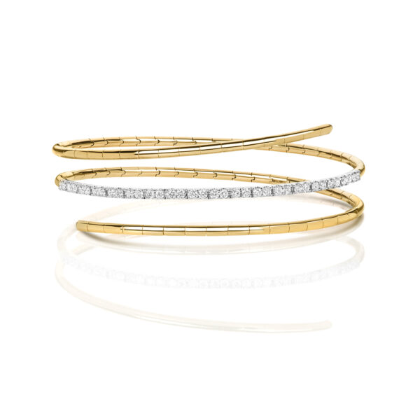 18 carat yellow gold diamond twist bangle