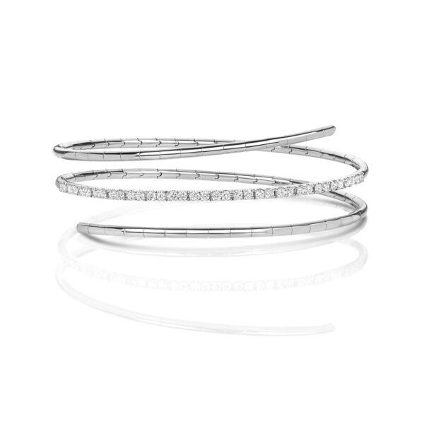 18 carat white gold diamond twist bangle