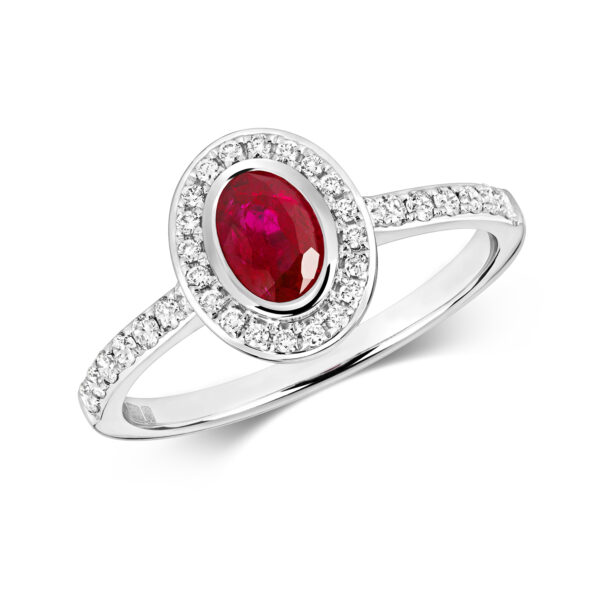 9ct Gold Oval Ruby Diamond Ring
