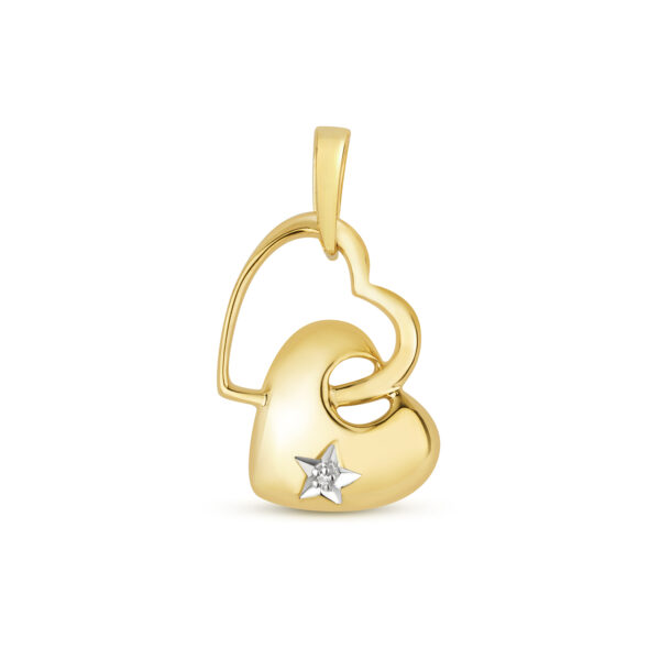 9ct Gold Double Heart Diamond Pendant