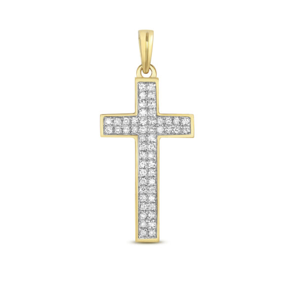9 carat yellow gold diamond cross