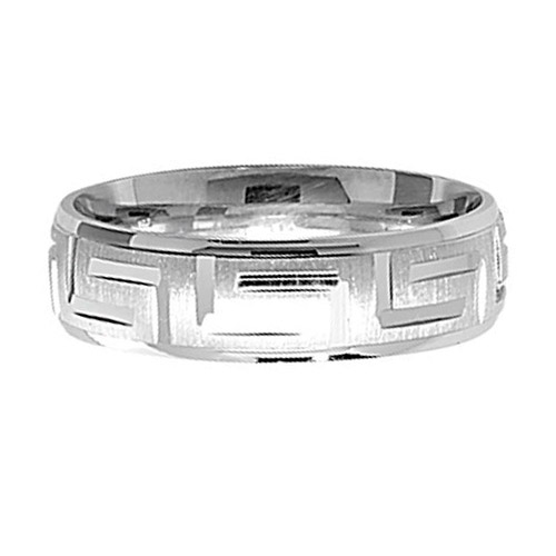 Silver 6mm Greek Design Wedding Ring