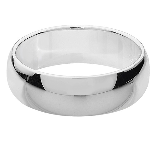 Silver D Shaped Wedding Ring 6mm
