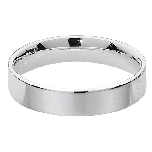 Silver 4mm Flat Court Shaped Wedding Ring