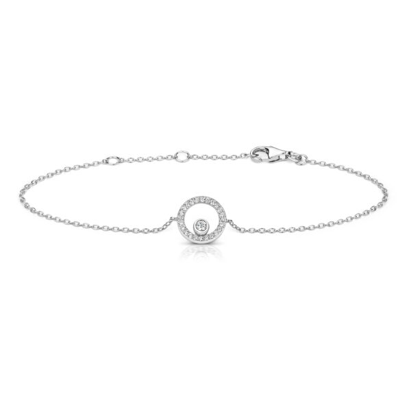 Silver Cz Halo With Single Bubble Bracelet