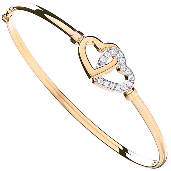 9ct yellow gold cubic zirconia ladies bangle