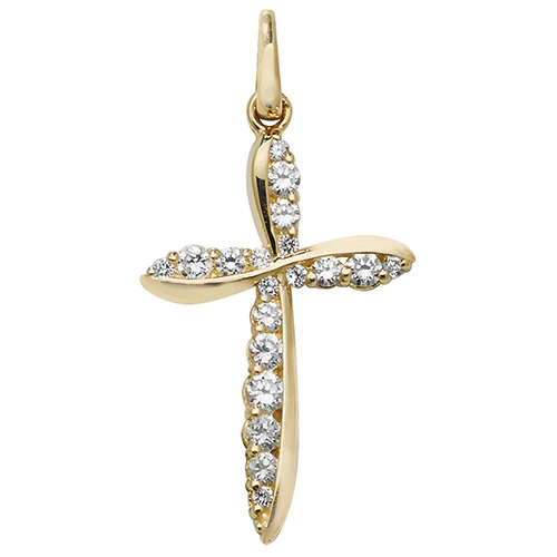 Fancy 9ct Gold Cubic Zirconia Set Cross