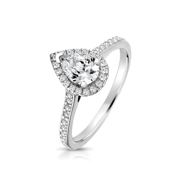 silver cubic zirconia halo ring