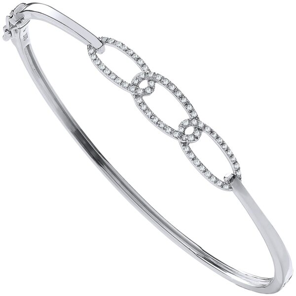 9 carat white gold diamond link bangle