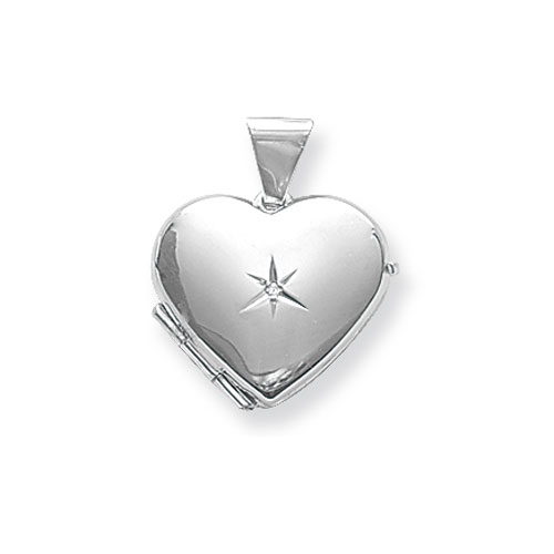 Sterling Silver Heart CZ Locket