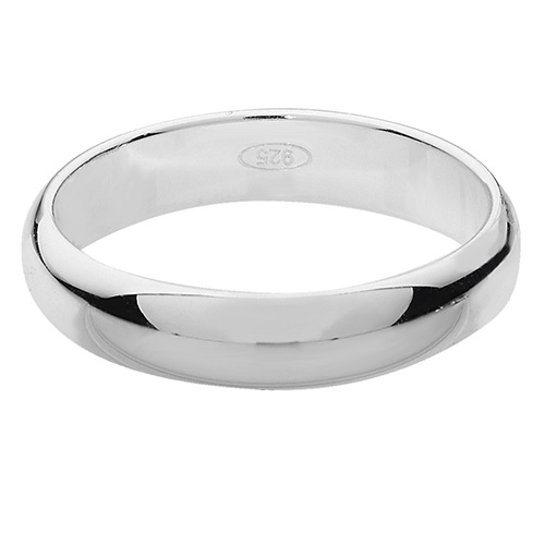 SILVER 4MM D SHAPE WEDDING RING