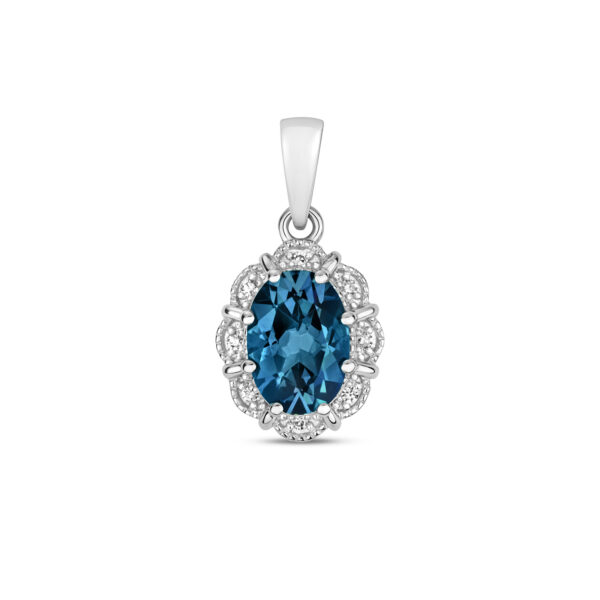 9ct white gold topaz and diamond pendant