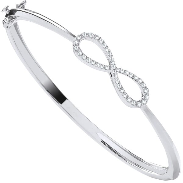 9 carat white gold diamond infinity bangle