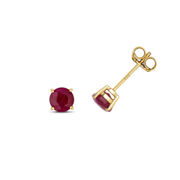 9ct Round Ruby Stud Earrings
