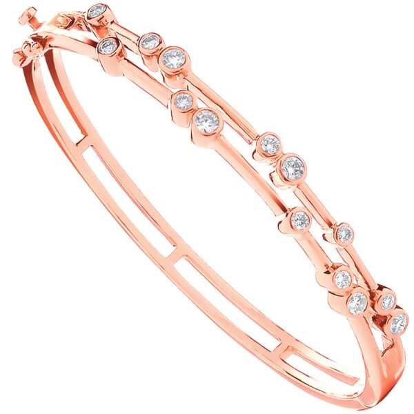 18 ct rose gold diamond bangle