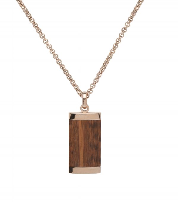 steel pendant leopard wood and chain