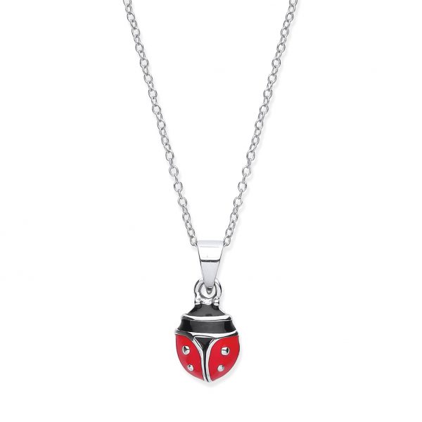 silver ladybird pendant and chain