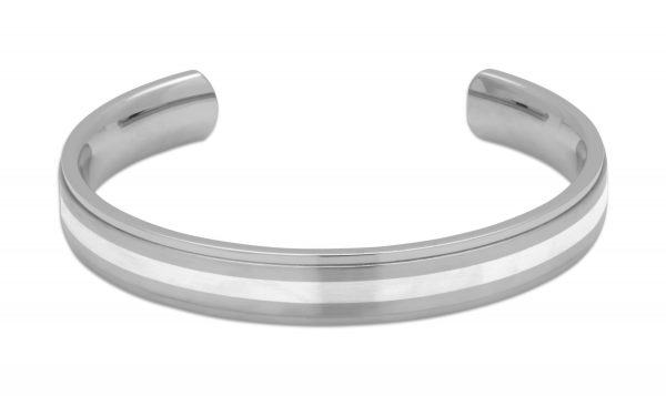unique & co steel bangle silver inlay