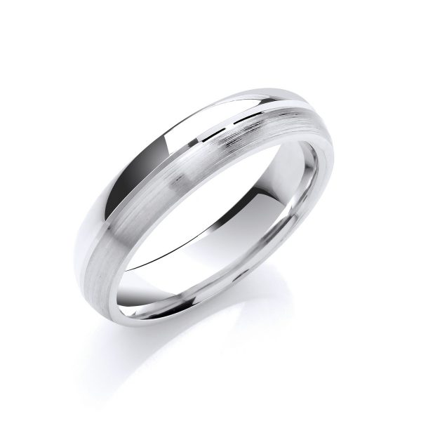 9 carat white gold matt and polish finish wedding band ring