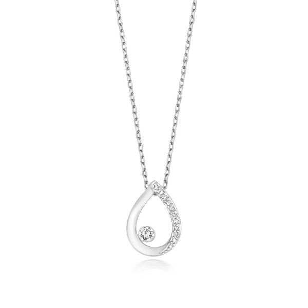 9 carat white gold diamond pear pendant