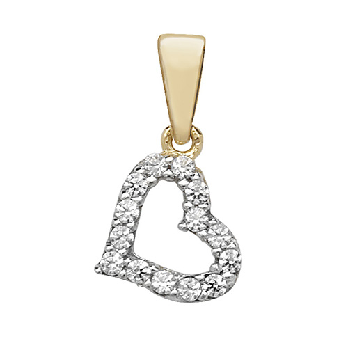 9ct Yellow Gold offset heart pendant