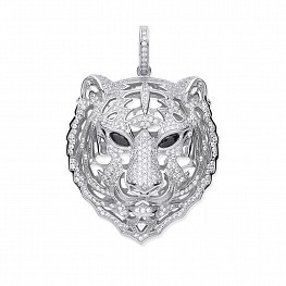 sterling silver cubic zirconia tiger head pendant
