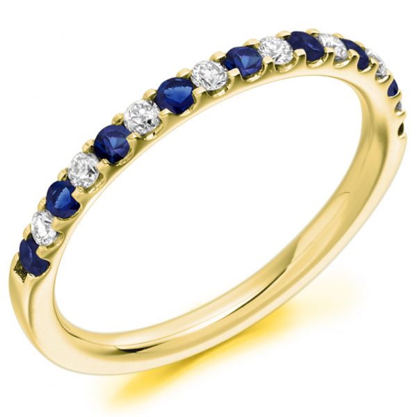 18 carat yellow gold sapphire and diamond eternity ring