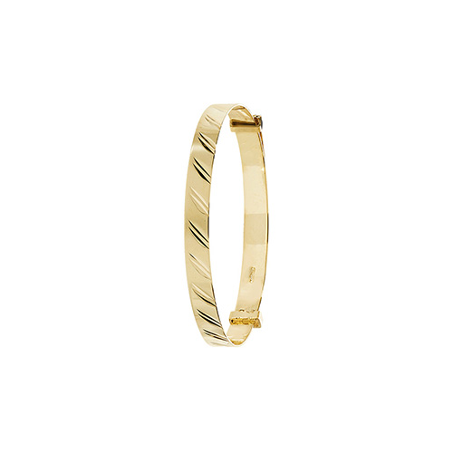9 carat yellow gold diamond cut style baby bangle expandable