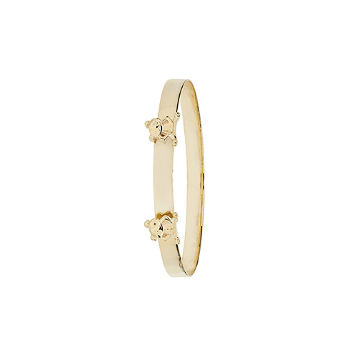 9 carat yellow gold teddy motif baby bangle