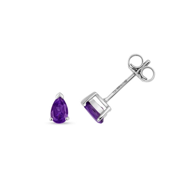 9ct White Gold Amethyst Earrings