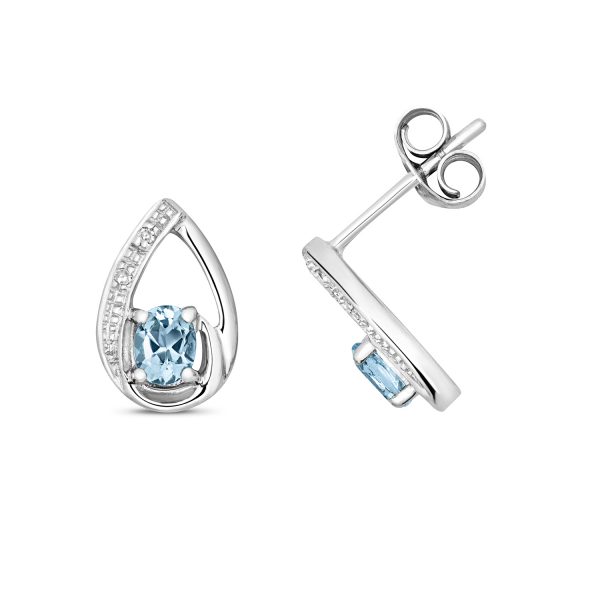 9 carat white gold pear earrings