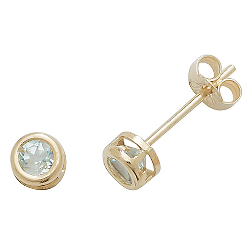9 carat yellow gold blue topaz stud earrings