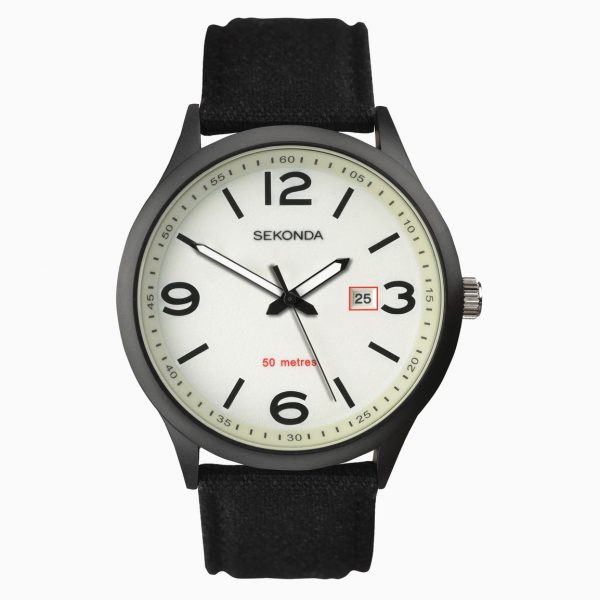 second watch with white glow dial