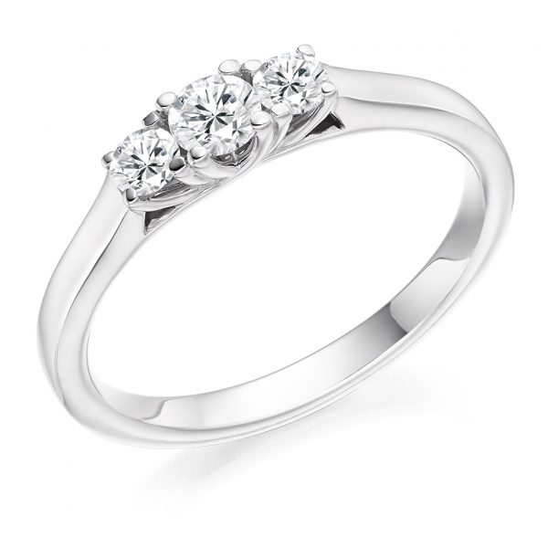 9 carat white gold diamond trilogy ring