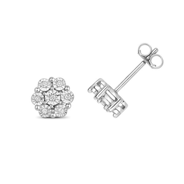 9 carat white gold diamond earrings