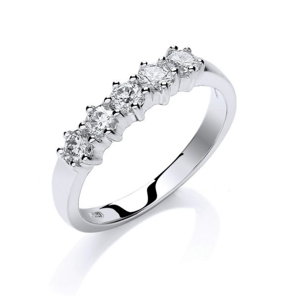 18ct white gold diamond five stone
